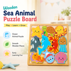 Wooden Sea Animal Puzzle Board for Kids Ocean Animal Shape Sorting Game for Toddlers