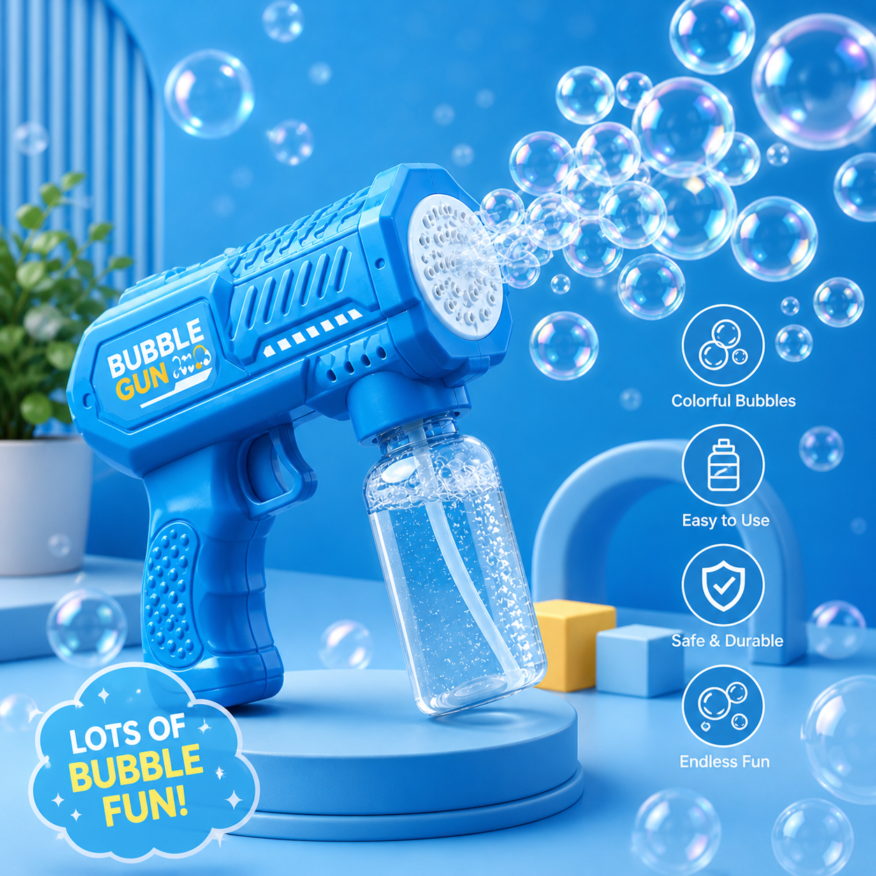 Electric Bubble Blaster Toy Gun for Kids – Automatic Bubble Maker