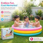 Rainbow Inflatable Kids Pool – Soft Round Splash Tub for Toddlers (3/Ft)