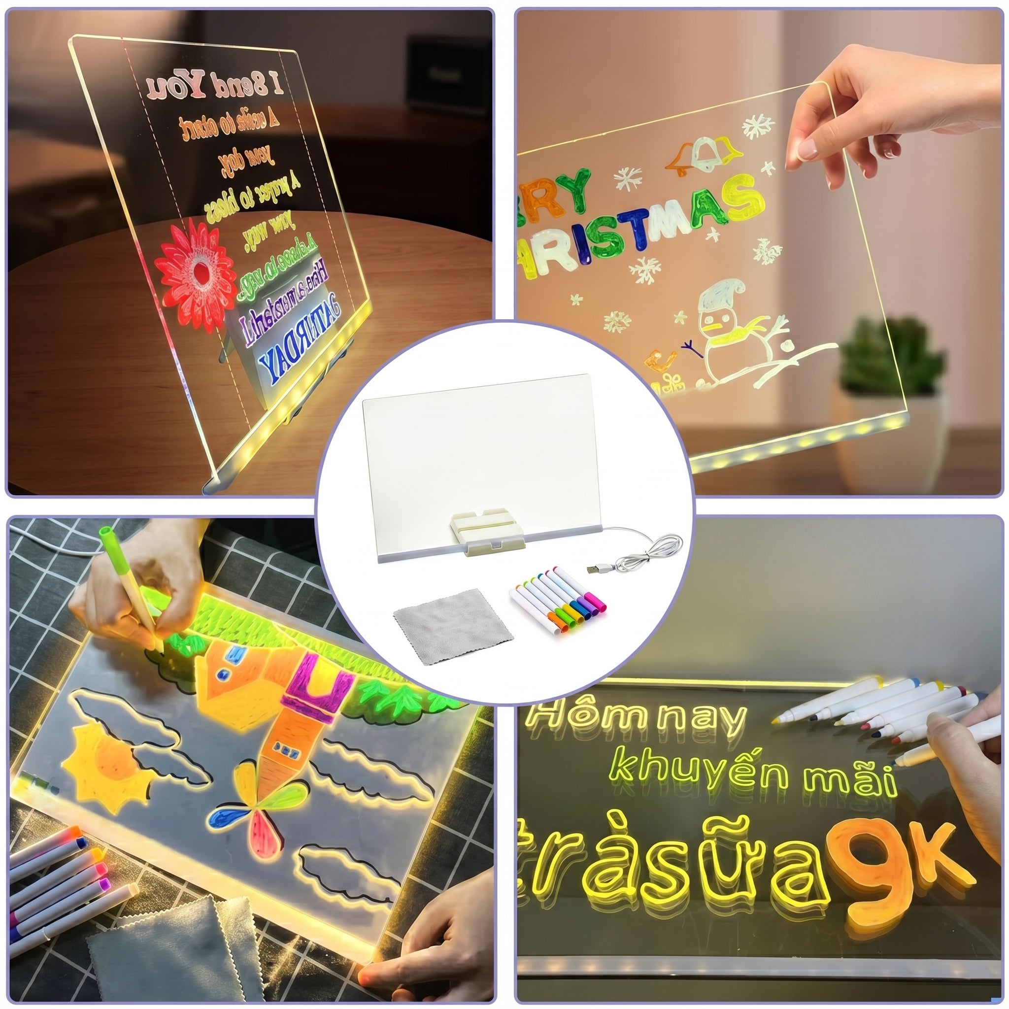 13 Inch LED Acrylic Illuminated Magic Board Colorful (Large Size)